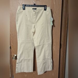 NWT - Ideology - Flare Leg Khaki lightweight pants w/ith Grommets - Size 10